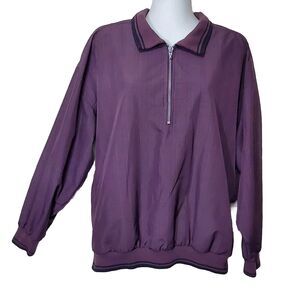 Cutter & Buck 1/4 Zip Pullover Womens Medium Purple Black Plaid Golf Jacket